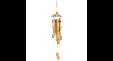 Decoris Windgong - van bamboe hout - D10 x H63 cm - voor buiten - geluid maker