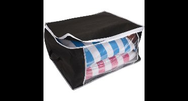 Dekbed/kussen opberghoes - zwart - met venster - 60 x 45 x 30 cm