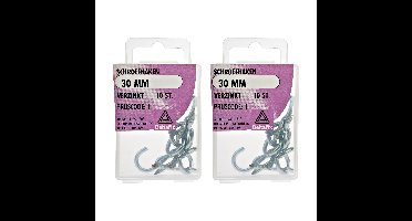 Deltafix Schroefhaken - 20x - verzinkt metaal - 30 mm - ijzerwaren