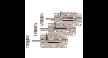 Deltafix schuifslot/plaatgrendel - 4x - 10 x 5cm - RVS - deur - schutting - hek