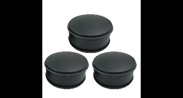 Deurstopper/deurbuffer voor binnendeuren - 3x - mat zwart - rond - 1,2 kg - 12 x 6 cm - met rubberen