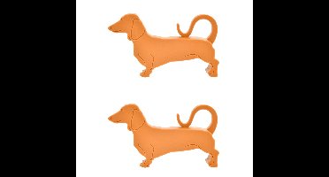 Deurstopper/deurwig teckel - 2x - kunststof - bruin - 15 x 9 x 3 cm