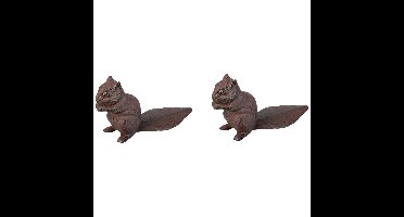 Deurstopper eekhoorn - 2x - 0.6 kg - gietijzer - bruin - 18 x 6 x 10 cm
