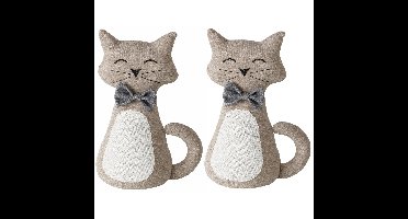 Deurstopper gewicht - 2x - dieren thema Katje - 1 kilo - beige - polyester - 31 x 11 cm - dichte oge