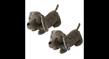 Deurstopper gewicht - 2x - dieren thema Teckel hondje - 1 kilo - groen/grijs - polyester - 38 x 15 c