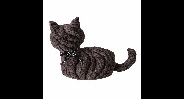 Deurstopper gewicht - dieren thema Katje - 1 kilo - bruin - polyester - 28 x 11 cm - dichte ogen