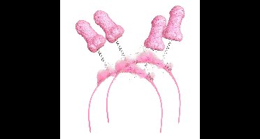 Diadeem/tiara met piemels - 2x - roze - plastic - L22 cm - bewegende piemels