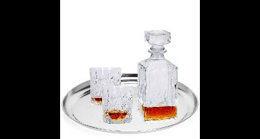 Dienblad/serveerblad Silver Circle - rond - rvs metaal - Dia 33 - zilver - met opstaande rand