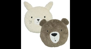 Dieren sierkussen kinderkamer - beer / konijn - bruin / wit - 30 cm