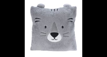 Dieren sierkussen - kinderkamer - grijs - 43 cm - polyester - met oren