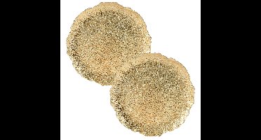 Diner/kerstdiner onderborden - 2x st - goud relief - kunststof - D33 cm - rond
