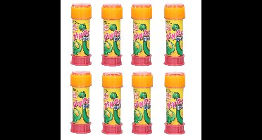 Dinosaurus bellenblaas flesjes - 8x - met bal spelletje in dop - 60 ml