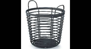 Draadmand - antraciet - D38 x H38 cm - kunststof - wasmand - opbergmand - 54 liter