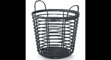 Draadmand - antraciet - D43 x H43 cm - kunststof - wasmand - opbergmand - 75 liter