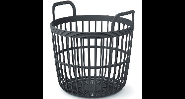 Draadmand/wasmand/opbergmand - van stevig kunststof - antraciet - D36 x H36 cm