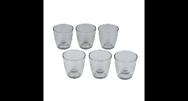 Drinkglazen - 6x st - transparant - 225 ml - glas - ribbels - waterglazen - glazen