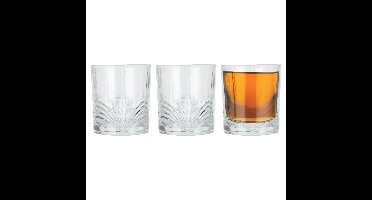 Drinkglazen Palm Springs - 3x - helder transparant - glas - 230 ml - met glas decoraties