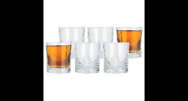 Drinkglazen Palm Springs - 6x - helder transparant - glas - 230 ml - met glas decoraties