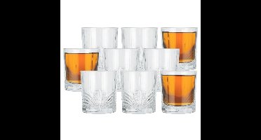 Drinkglazen Palm Springs - 9x - helder transparant - glas - 230 ml - met glas decoraties