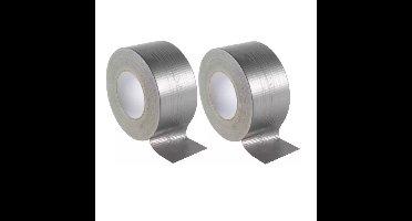 Duct tape/reparatietape - 2x - zilver - 50 meter x 48 mm - universele allestape