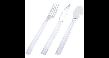 Duni Bestekset - kunststof - 18-delig - 6 vorken - 6 lepels - 6 messen - transparant