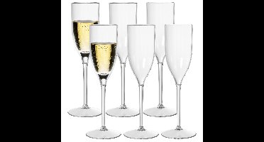 Duni Champagneglas Elegance - 6x - onbreekbaar kunststof - 130 ml - vaatwasser bestendig