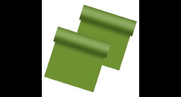 Duni tafelloper - 2x - papier - bladgroen - 480 x 40 cm
