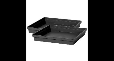 EDA Bloempot onderschaal - 2x - antraciet - kunststof - L33 x B33 x H5 cm - opvangschaal