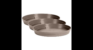 EDA Bloempot onderschaal Toscane - 3x stuks - kunststof - taupe - D35 cm - opvangschalen