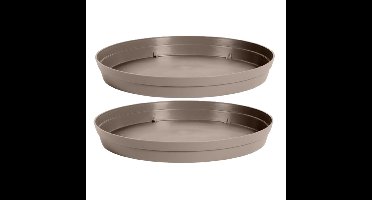 EDA Bloempot onderschaal Toscane - 4x stuks - kunststof - taupe - D23 cm - opvangschalen