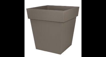 EDA Bloempot Toscane vierkant - kunststof - taupe - L32 x B32 x H32 cm - 22L - plantenpot