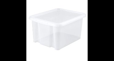 EDA Opbergbox 30L - wit - stapelbaar - L44 x B36 x H25 cm - kunststof - Bak/Doos met deksel