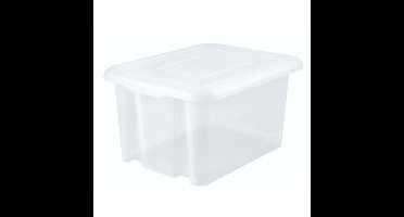 EDA Opbergbox 55L - wit - stapelbaar - L58 x B44 x H31 cm - kunststof - Bak/doos met deksel