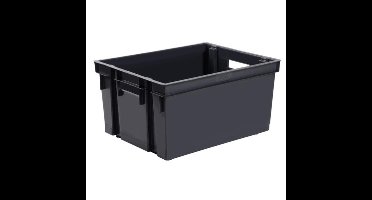 EDA Opbergkrat stapelbaar - kunststof - 30 Liter - L44 x B35 x H24 cm - antraciet