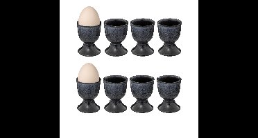 Eierdopjes Blue Stone - set van 8x - donkerblauw - keramiek - 5 x 7 cm