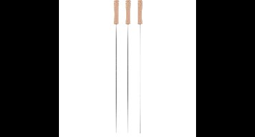 Elite BBQ/barbecue spiesen/vleespennen - 4x - metaal/hout - 40 cm - extra lang