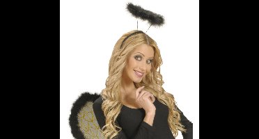 Engel halo diadeem - zwart - kunststof - haarband - halloween verkleedaccessoires