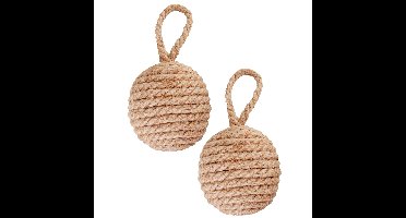 Esschert design deurstopper knoop - 2x - 1.7 kilo - bruin - jute - 14 x 14 cm