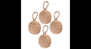 Esschert design deurstopper knoop - 4x - 1.7 kilo - bruin - jute - 14 x 14 cm