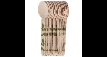 Esschert Design Lepels - hout - 20x - kruidenopdruk - 16 cm - BBQ/Verjaardag/Camping/Party