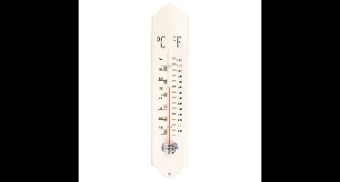 Esschert design thermometer - voor binnen en buiten - ivoor wit - 30 x 7 cm - Celsius/fahrenheit