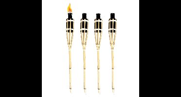 Esschert Design Tuinfakkel - 4x - bamboe - navulbaar - 60 cm - sfeer verlichting