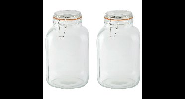 Esschert Design Weckpotten/inmaakpotten - 2x - 3L - glas - beugelsluiting - D15 x H24 cm