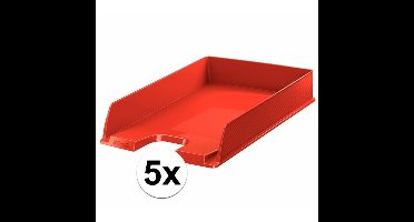 Esselte Brievenbakje/postvakje - 5x - rood - A4 formaat - stapelbaar - bureau oprganizer