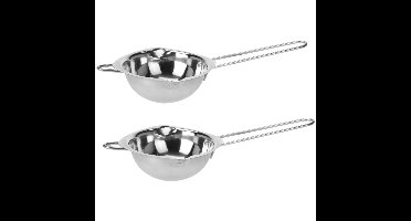 Excellent Houseware - 2x - smeltpan - D14 cm - RVS - incl. schenktuit