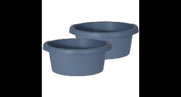 Excellent Houseware afwasteil/afwasbak - Set van 2x stuks - blauw - rond - kunststof - 6 liter