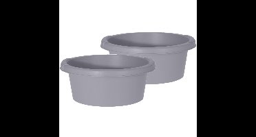 Excellent Houseware afwasteil/afwasbak - Set van 2x stuks - grijs - rond - kunststof - 6 liter