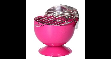 Excellent Houseware Asbak - in BBQ vorm - metaal - 12 cm - roze - voor binnen / buiten