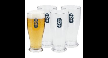 Excellent Houseware Bierglas - 4x - 520 ml - onbreekbaar kunststof - herbruikbaar