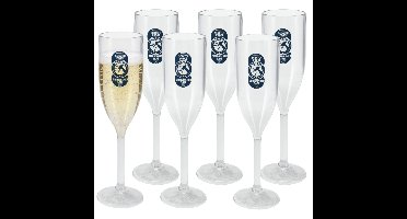 Excellent Houseware Champagne/prosecco flute glas - 6x - 165 ml - onbreekbaar kunststof